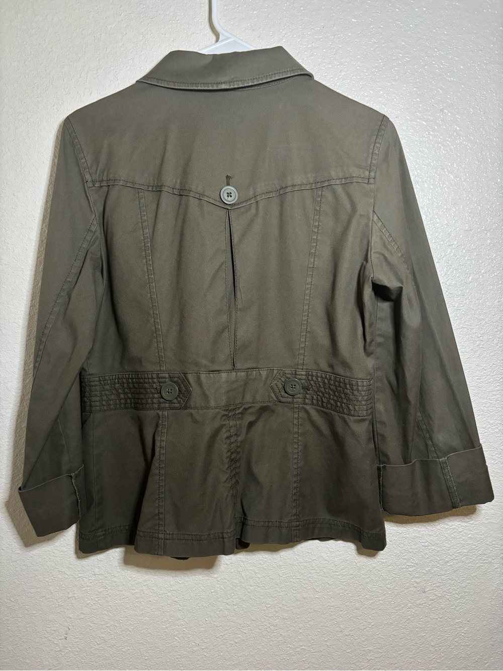 Ann Taylor LOFT Olive Utility Jacket Women's Size 6 Button Front Military Safari - Picture 3 of 5